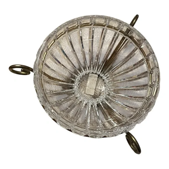 Mikasa 8” Refections Austria cut crystal bowl w/ 3 leg gold stand elegant fancy - Picture 2 of 8